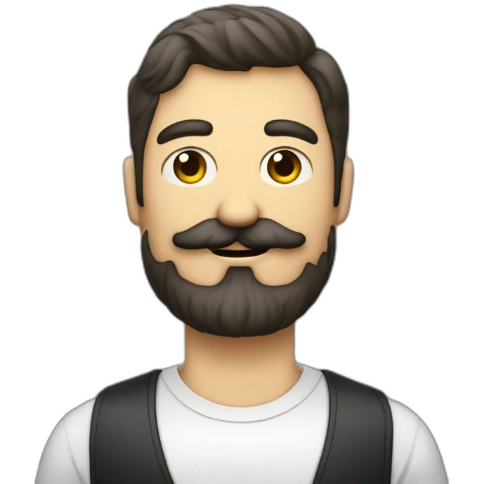 Hombre bigote barba pelo rapado con coleta emoji