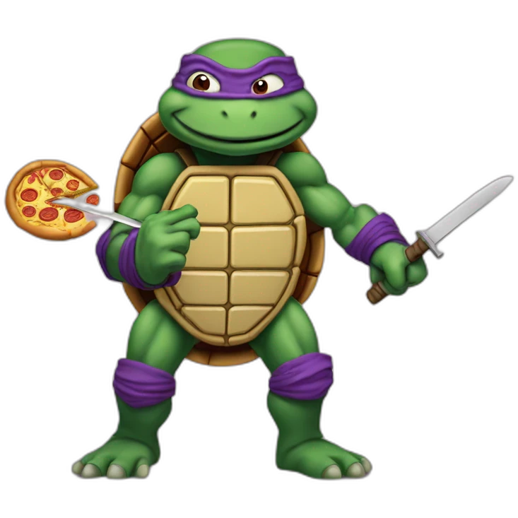 mutant teenage ninja turtle donatello with pizza emoji