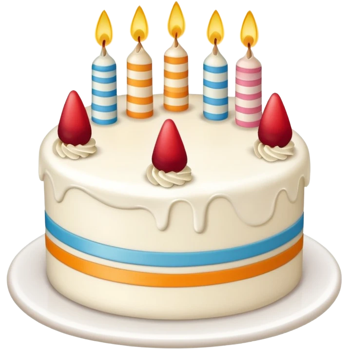 un gateau d'anniversaire dessiné au trait de couleur blanc emoji