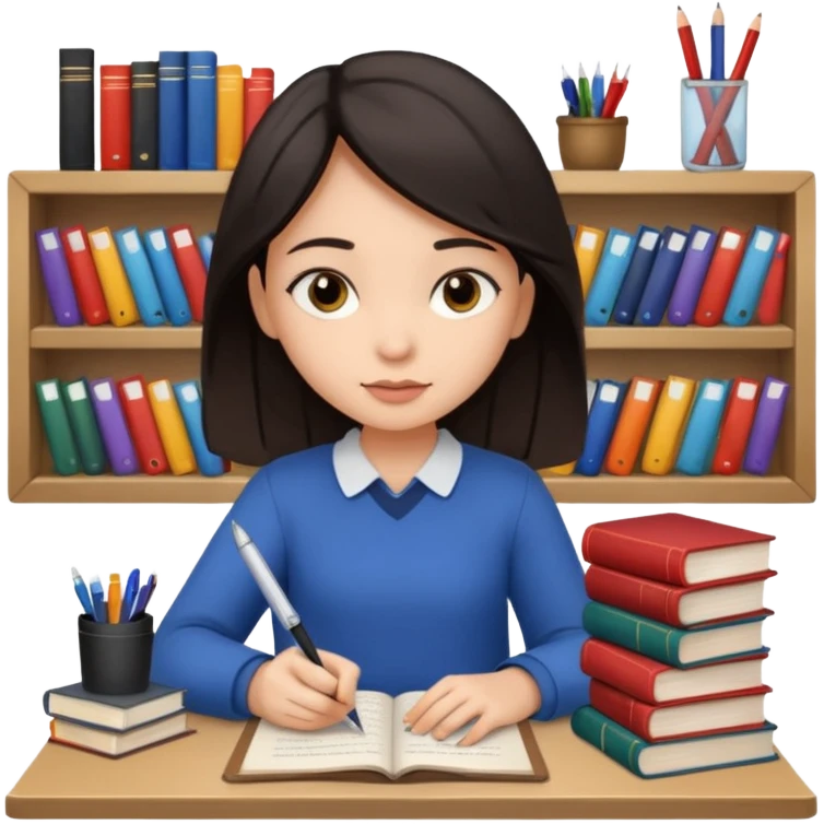 dark hair light skin girl with long hair studying for medical school exam  emoji