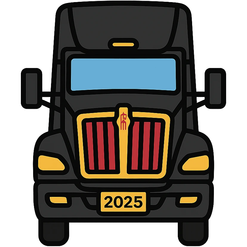 2025 Kenworth T680, black, front view, detailed vector illustration emoji