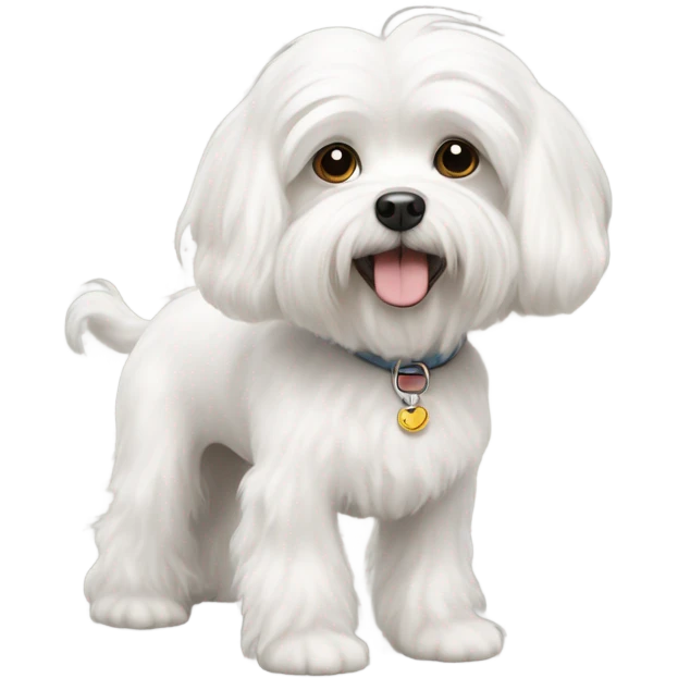 A white maltese dog with curly fur and short legs emoji