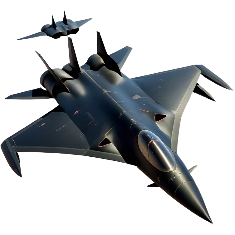 SR-71 Blackbird - Lockheed Martin (Stealth Grey) A sleek, high-speed reconnaissance aircraft with an elongated, needle-like fuselage and a smooth, aerodynamic design. The body is finished in a deep, matte jet-black with subtle panel lines and heat-resistant detailing. Its twin engines are seamlessly integrated into the structure, with sharp, swept-back wings that emphasize speed and stealth. The cockpit canopy is tinted, adding to its mysterious, high-tech aesthetic, while the overall silhouette exudes an aura of unmatched velocity and secrecy. emoji