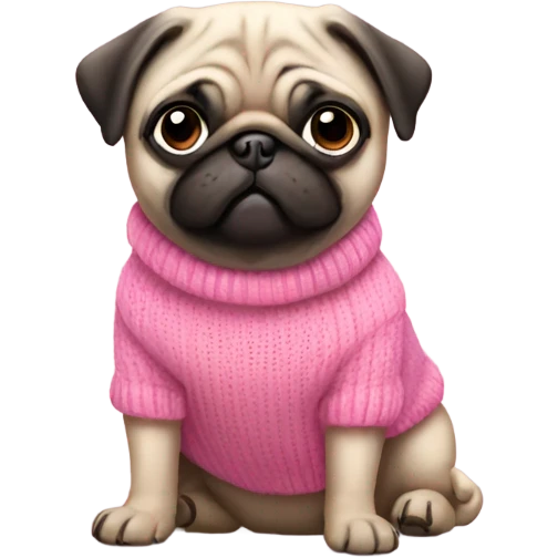 Pug wearing a pink jumper  emoji