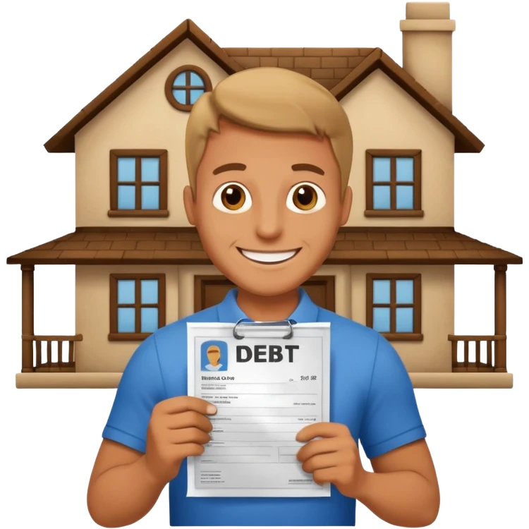 hombre con un domumento de una deuda de una casa emoji