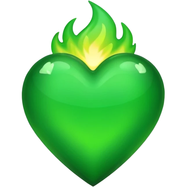 fire green heart emoji with green flame emoji