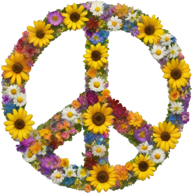 Peace sign made of flowers emoji
