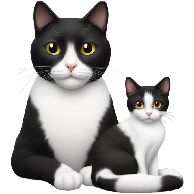 White and black cat with tuxedo cat emoji
