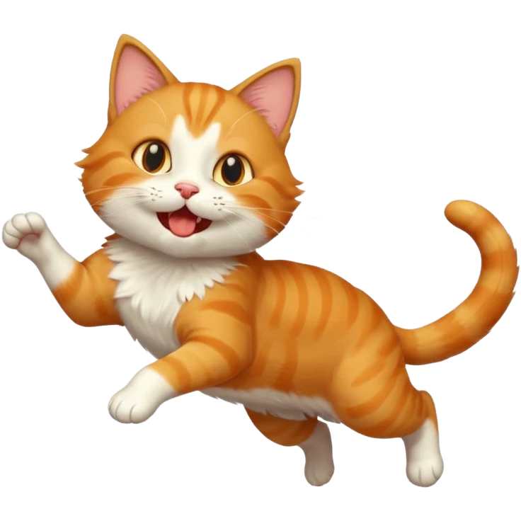 playful cat leaping forward, mouth open emoji