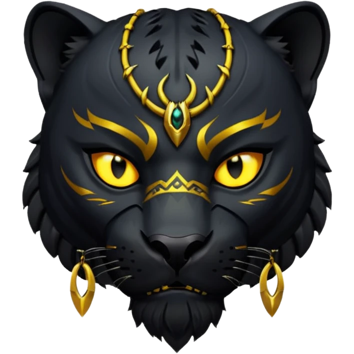 Black panther aggressive just the face and the necklace emoji