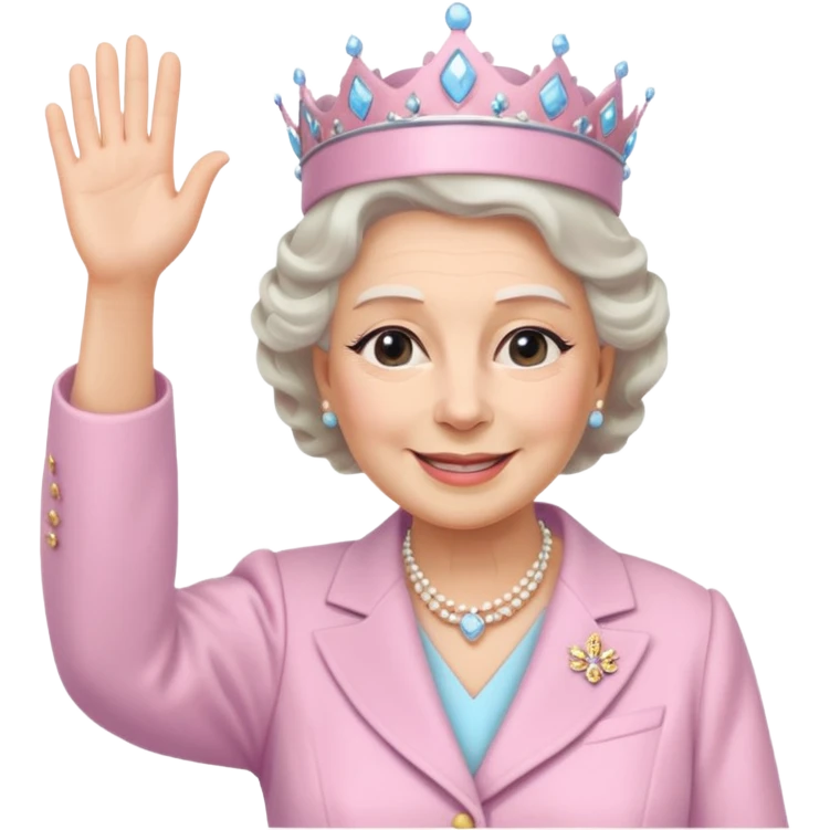 Queen Elizabeth waves in pastel clothes emoji