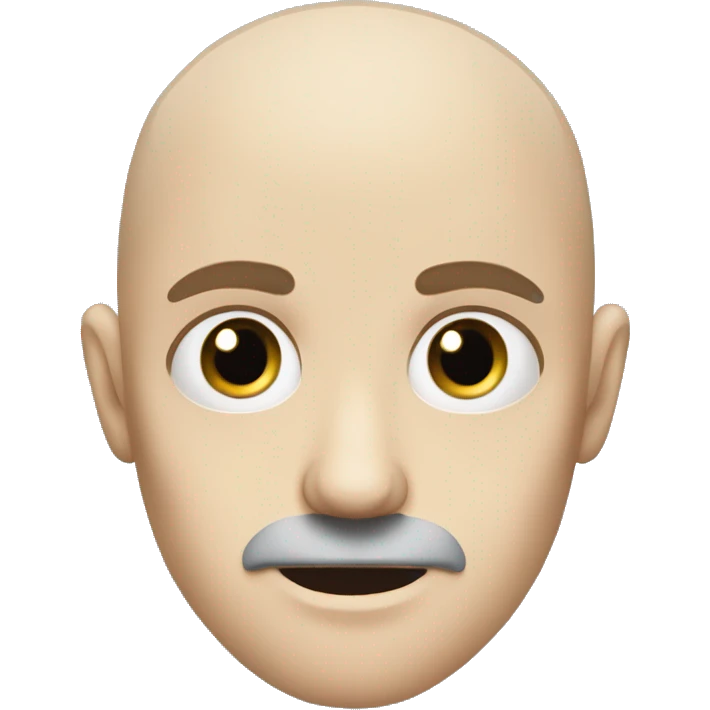 Young Polish skinny trained guy with Blue eyes, a bald, a mustach and little bit scares around the eyes emoji