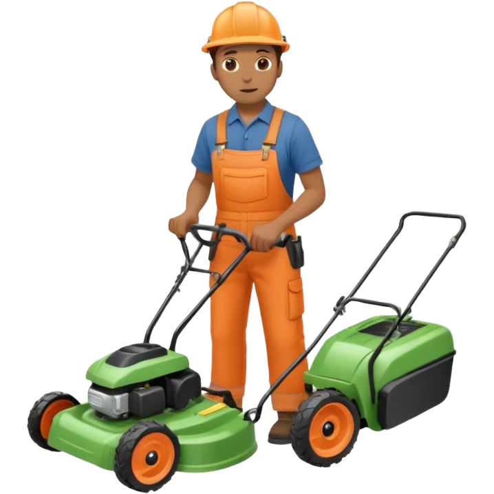 Maintenance worker
with lawnmower, full body emoji