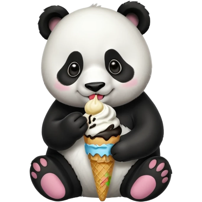 Panda eating ice cream emoji