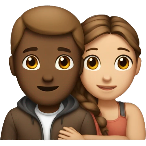 Hug cuple withe skin Brown har emoji