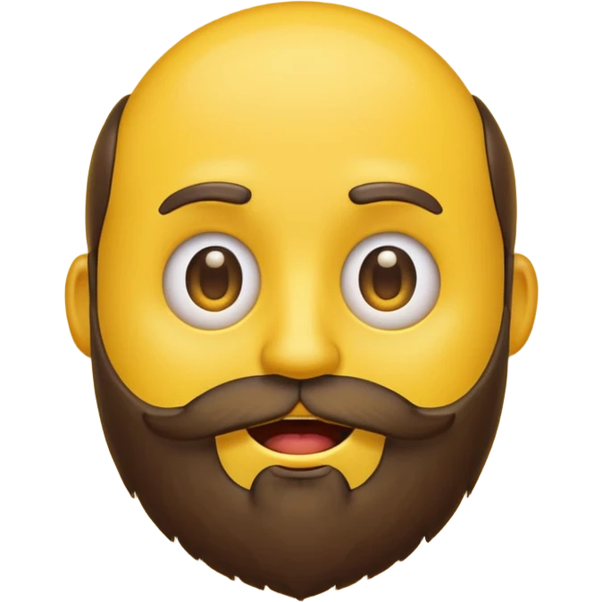 typical yellow emoji face with a beard, mixed happy and sad expression emoji