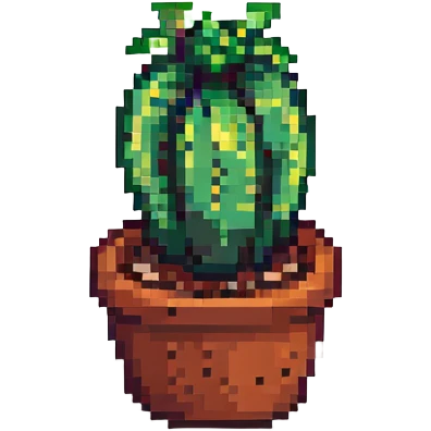 a small green cactus in a pot pixel art style emoji