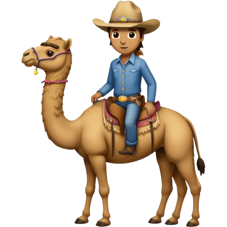 A full body camel with a cowboy hat and without the person on him emoji