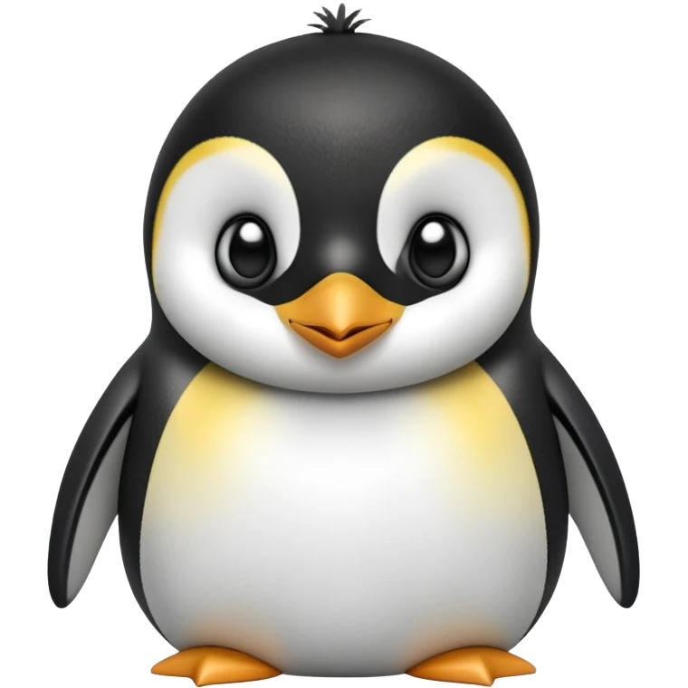 cinematic-cute-emperor-penguin-portrait-emoji,-head-tilted-playfully-and-inquisitively,-with-glossy,-pristine-plumage,-sparkling-eyes-filled-with-curiosity,-simplified-yet-irresistibly-adorable-features, black, large black eyes face emoji