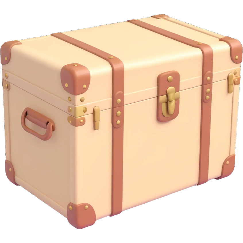 camp trunk with 3D effect, pastel beige, minimal and elegant emoji
