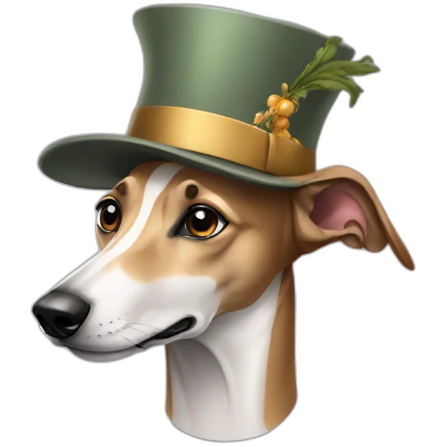 greyhound with hat emoji
