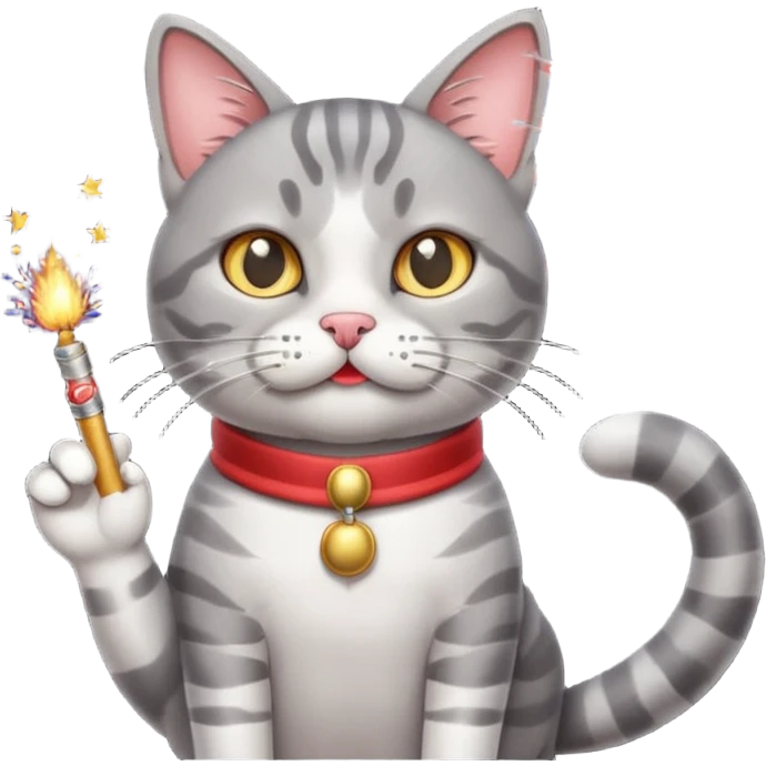 Cat with a moustache and smoking a firework￼ emoji