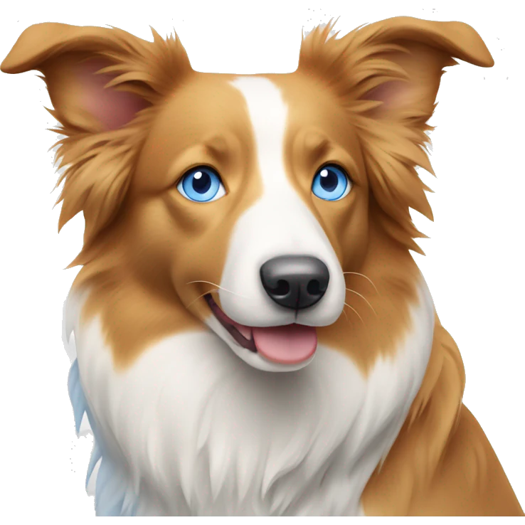 Pale orange and white border collie with blue eyes  emoji