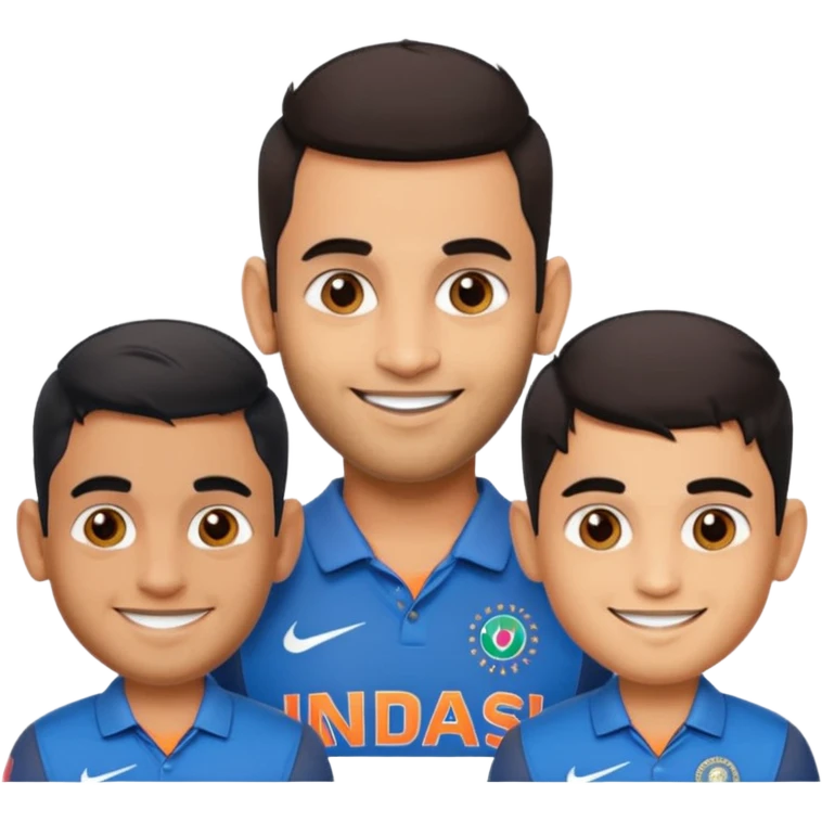 make an imoji with dhoni virat and shubman gill and make it look like them emoji
