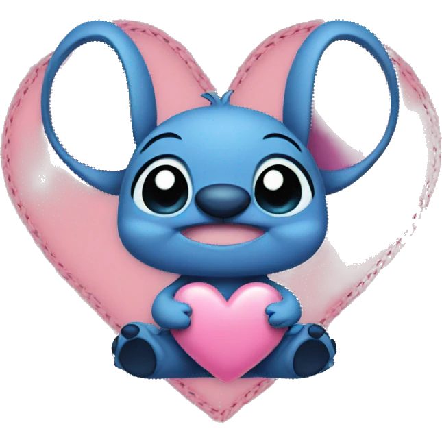 Stitch with big Heart in pink emoji