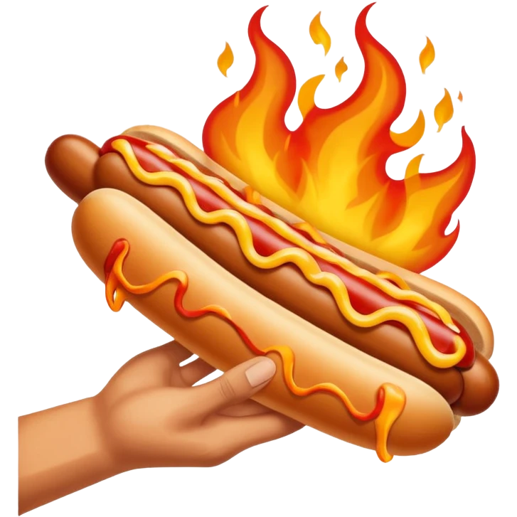 Hand Holding a Flaming Hotdog emoji