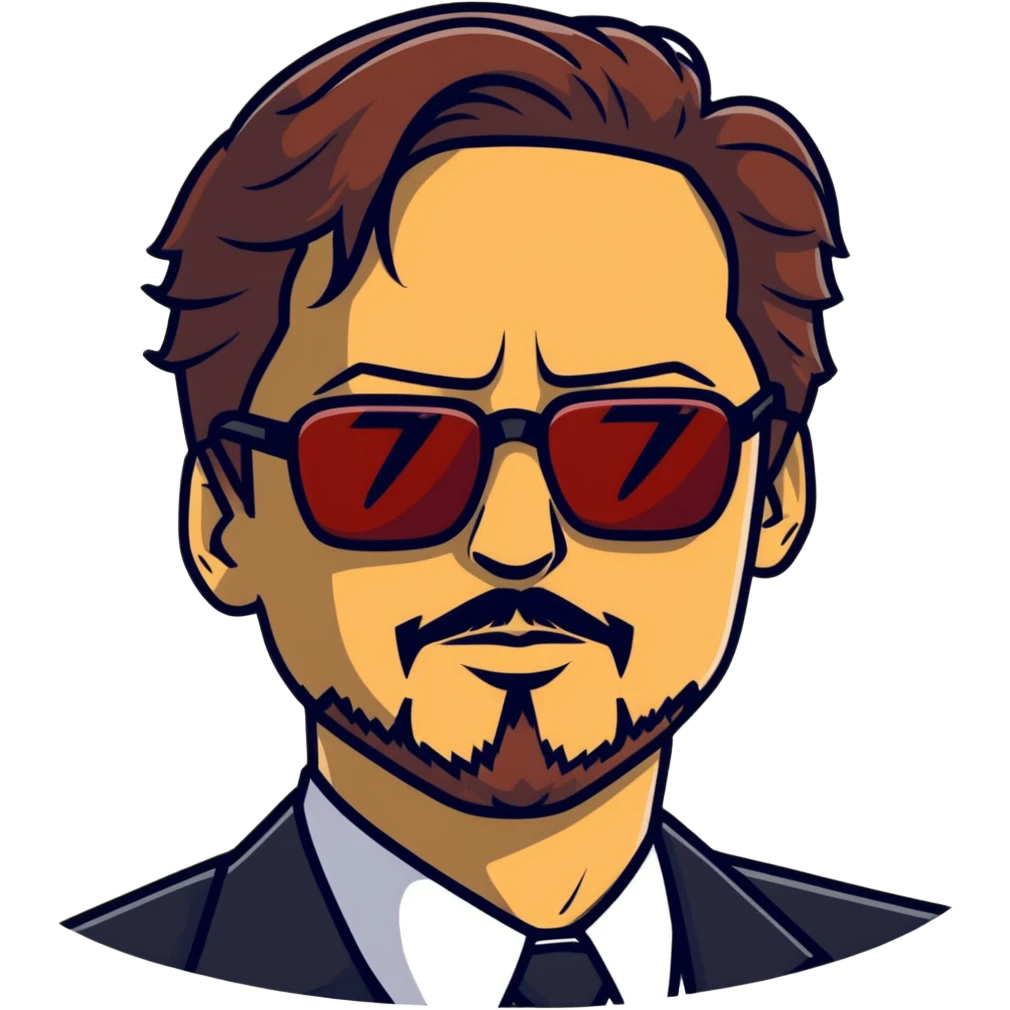 Tony Stark with stylish glasses and signature goatee emoji