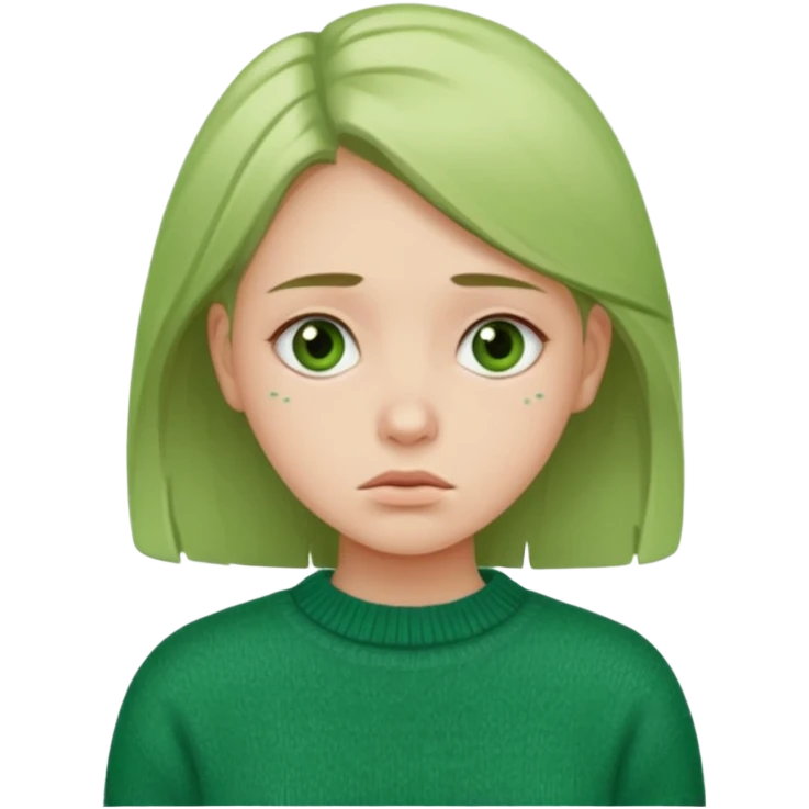 girl has sore throat in green sweater emoji