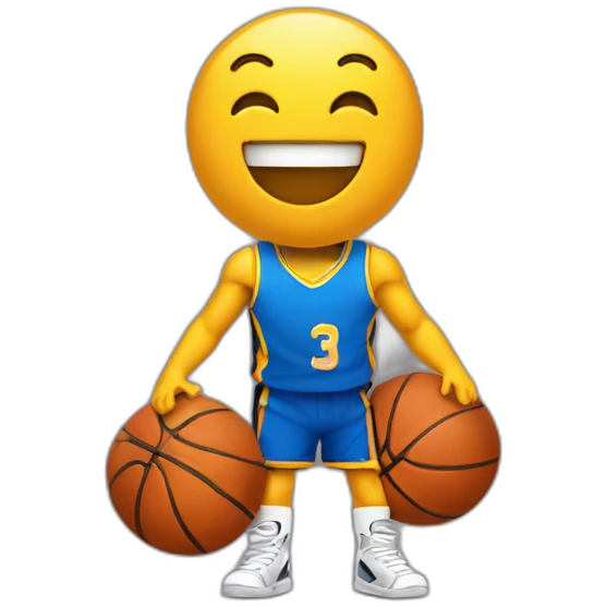 yellow emoji with big smile and basketball exes emoji