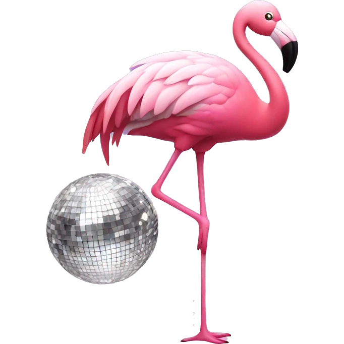 Pink flamingo with disco ball emoji