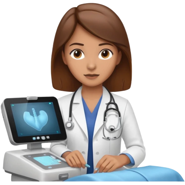 female doctor working an ultrasound machine emoji