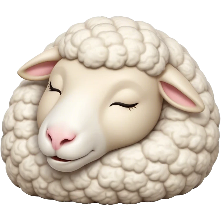 Meme-Worthy Cute Sleeping Sheep Portrait Emoji, Head resting peacefully with a contented smile, showcasing a robust build and a luxuriously soft white fleece, eyes shut in a serene, restful nap, Simplified yet hilariously adorable features, highly detailed, glowing with a soft, drowsy light, high shine, relaxed and utterly lovable, stylized with an air of playful laziness, bright and heartwarming, soft glowing outline, capturing the essence of a comically sleepy sheep, so meme-worthy it feels like it could instantly become the next viral sensation of adorable slumber! emoji
