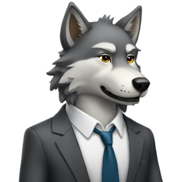 Furry wolf in a suit emoji