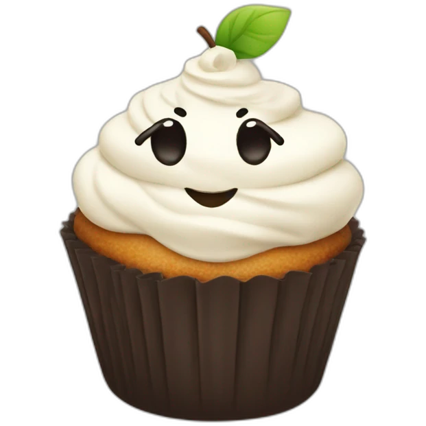 Happy cupcake with soccer ball as icing  emoji