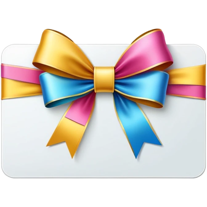 Gift card with a colorful ribbon and bow emoji
