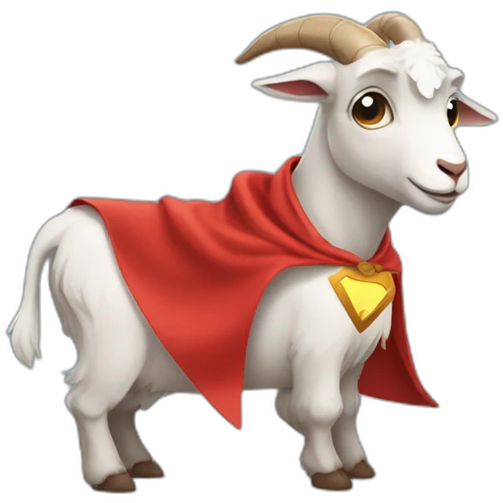 a goat with a superhero cape emoji