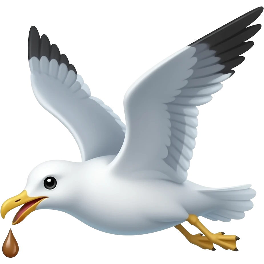 Seagull doing a poo whilst flying emoji