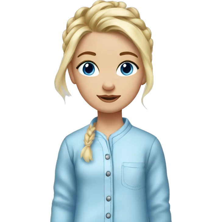 Blond girl with a messy bun pjs blue eyes emoji