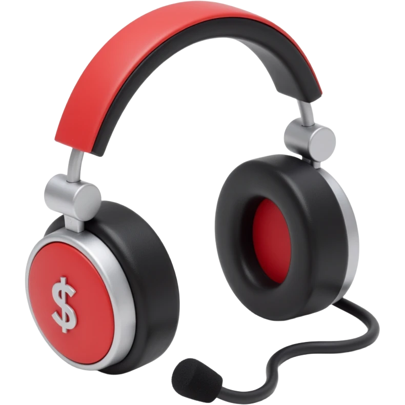 front view of over the hear headphones with a mic emoji
