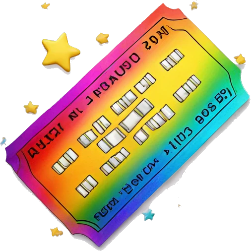 ticket, rainbow color, star-studded emoji