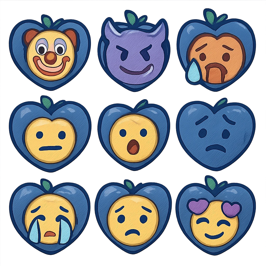 blueberry heart shape emoji