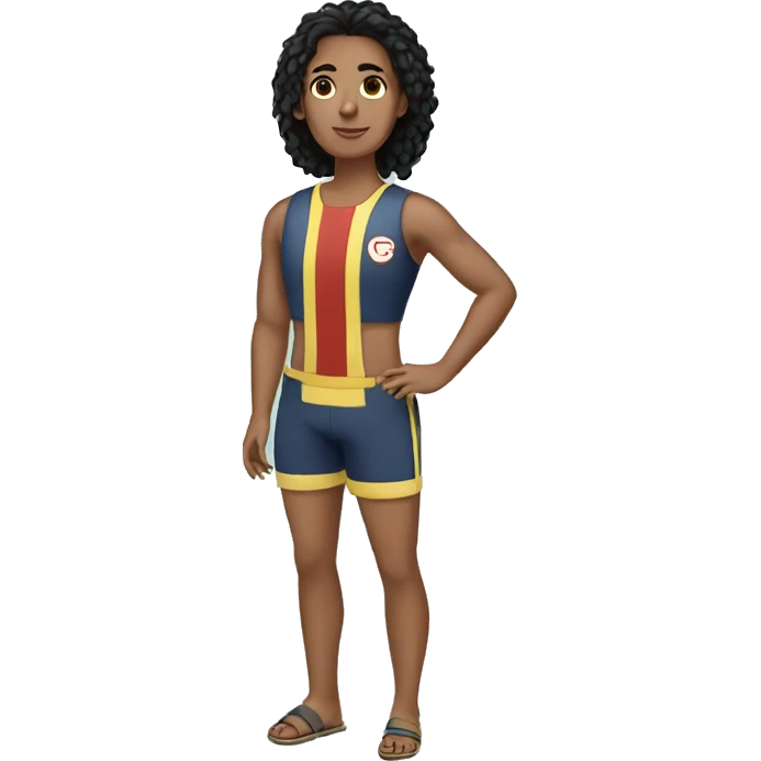 Lifeguard, non-binary, black hair emoji