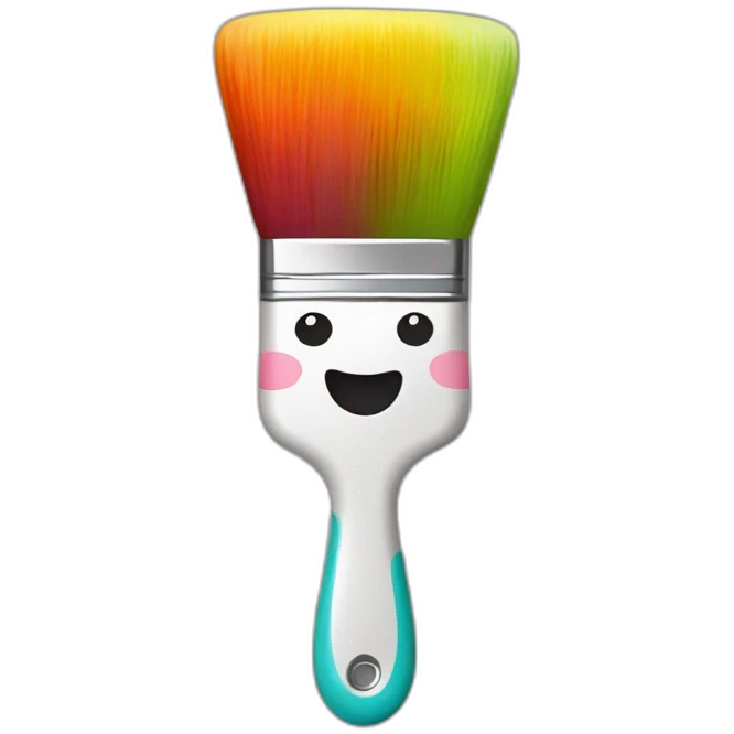 paintbrush with a face joy many colors emoji