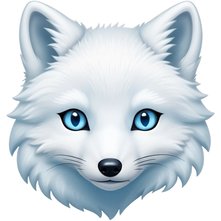 Cinematic Noble Arctic Fox Portrait Emoji, Poised and regal, with a compact, agile build and a luxurious, pure white Fur accented by a subtle hint of icy blue, deep-set soulful piercing eyes, Simplified yet sharp and sophisticated features, highly detailed, glowing with a soft, dignified glow, high shine, intelligent and cunning, stylized with an air of arctic elegance, focused and attentive, soft glowing outline, capturing the essence of a watchful and confident fox, so majestic it feels as though it could dash out of the screen with effortless authority! emoji