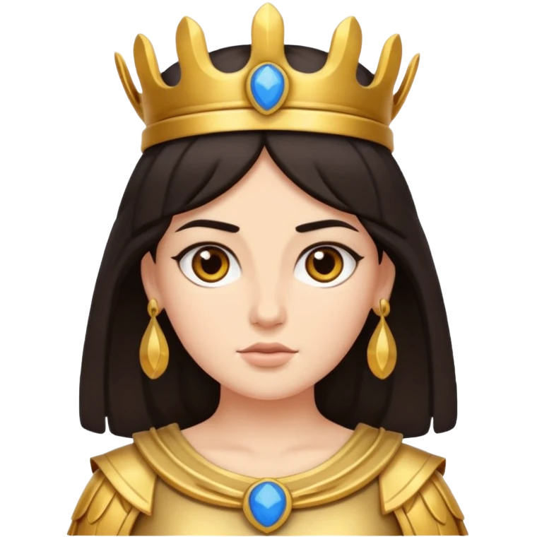 Athena the Greek goddess, dark haired, facing camera, in emoji style important deity in Greek mythology, daughter of Zeus, Strategic warfare Wisdom and intellect Craft, engineering, building, navigation Justice good governance Protection of cities embodys rational, disciplined intelligence  emoji