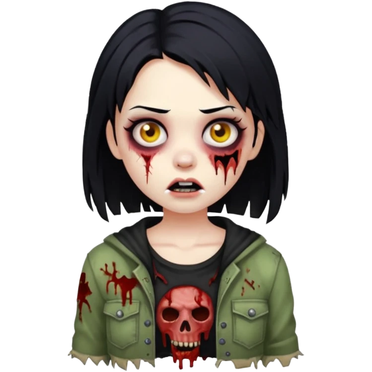 girl zombie with black hair emoji